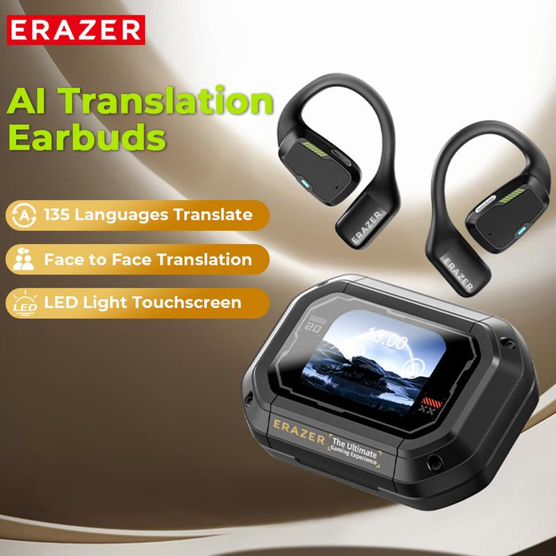 ERAZER XP6 Bluetooth Earphones Translation Earbuds with APP, OWS Wireless Earbuds Stereo Translate Headphones, Built-In Mic High-Quality Sound Earbuds ,30H Long Playtime, Immersive Premium Sound Long Distance Earphones with Charging Box,For Gym Running