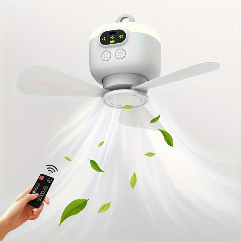 Rechargeable Portable Fan with LED Light, Multifunction Hanging Fan with Remote Control Function Suitable for Outdoor Use, Household Appliances, Home Essentials, Men Gifts, Led Ceiling Light Fan